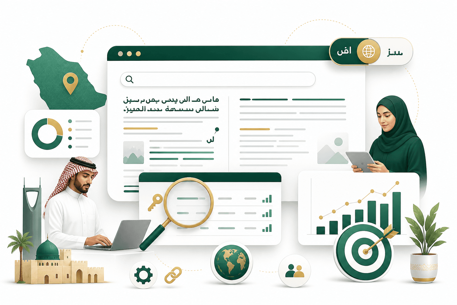 Bilingual Arabic and English SEO strategy for a Saudi business website