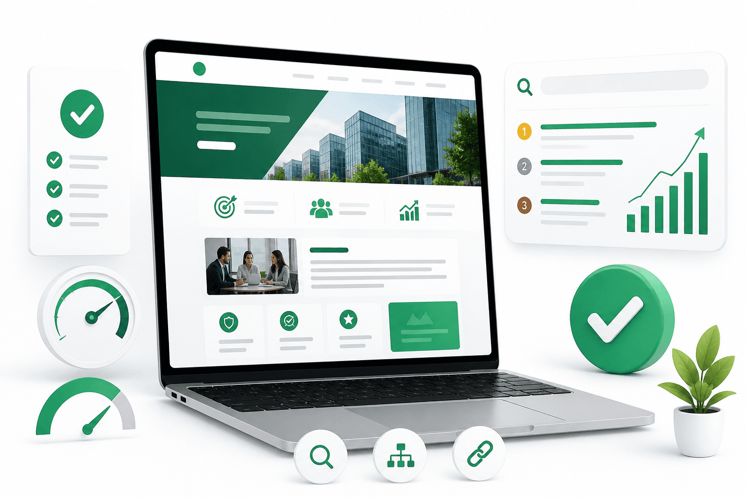 A business website optimized for SEO, speed, and customer trust
