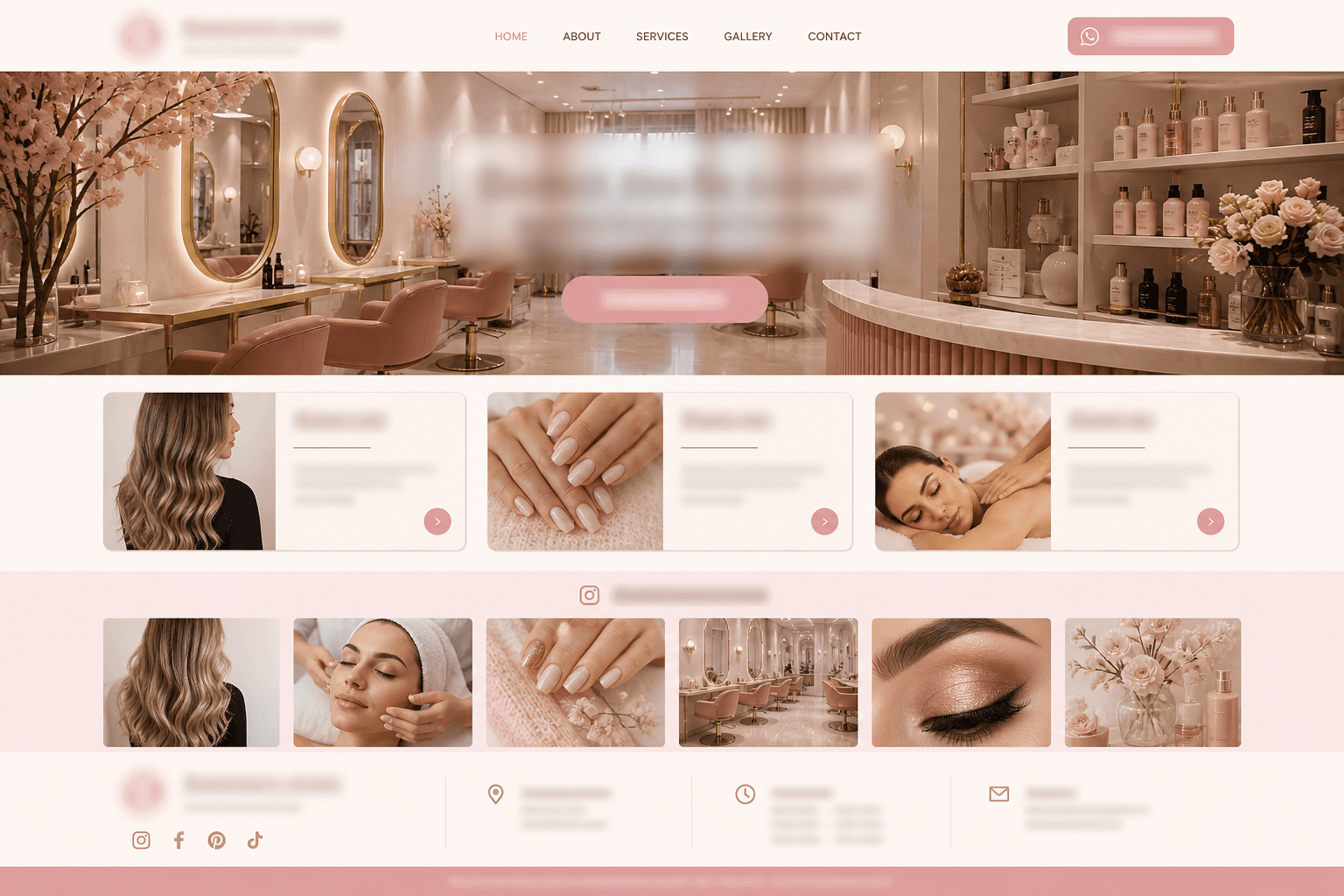 Anonymized beauty salon website and local profile presentation mockup